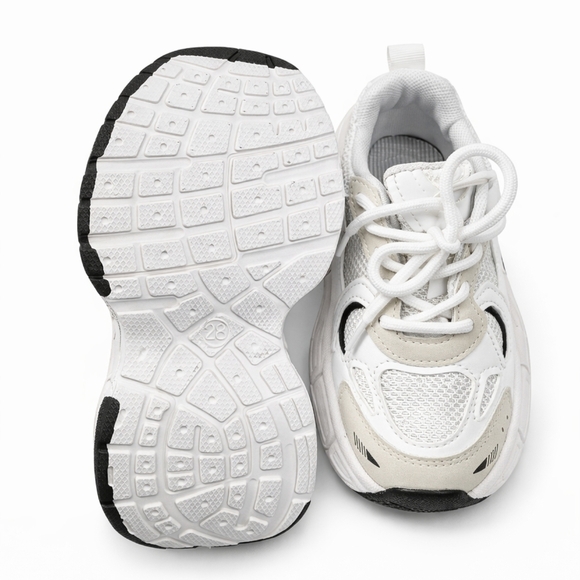 New Toddler Chunky Sneakers Size 9 EU 28 White Beige Unisex Kids - Picture 3 of 4